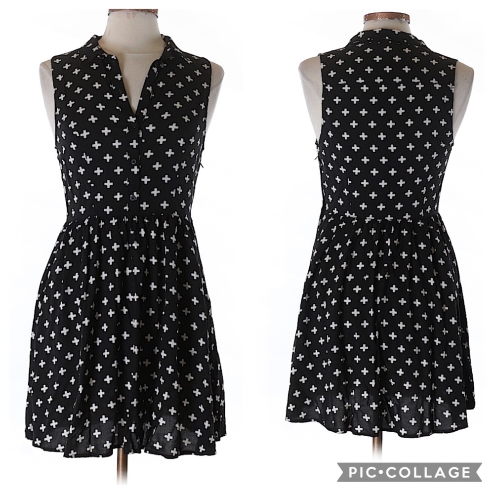 Divided by H&M dress button up black white 90s HTF